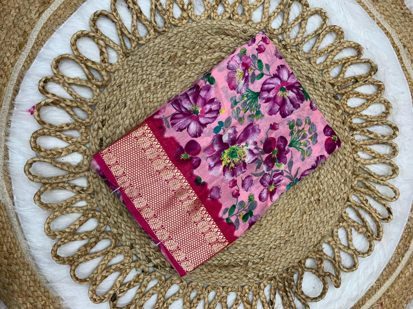 CP-7074 DOLA VISOCS SAREE WITH 6.30 MTR CUT WITH BEAUTIFUL FLOWER DESIGN