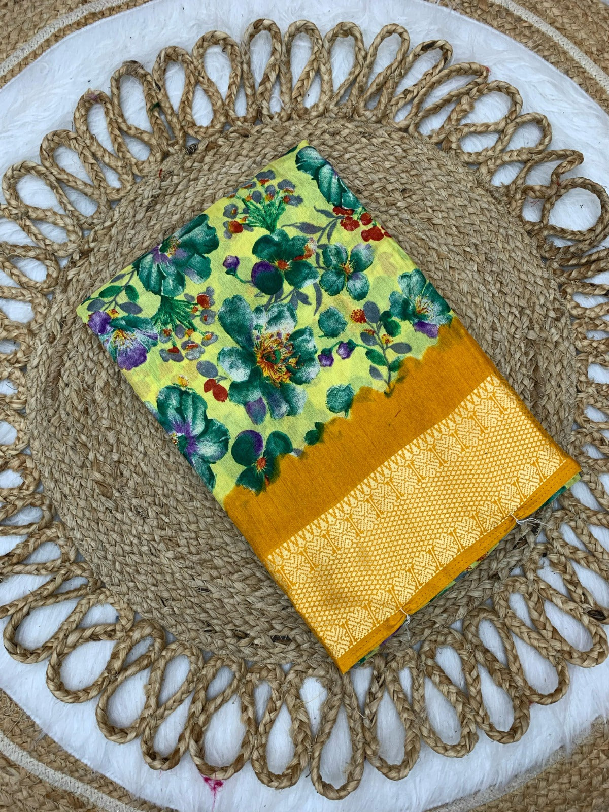 CP-7074 DOLA VISOCS SAREE WITH 6.30 MTR CUT WITH BEAUTIFUL FLOWER DESIGN