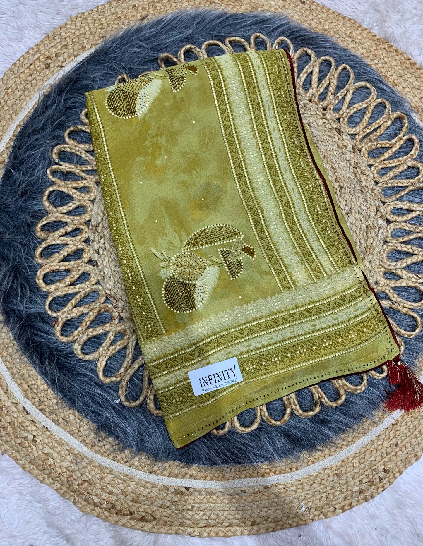 RF-INFINITY-2 FANCY PRINTED SAREE WITH DMC WORK WITH HEAVY WORK BLOUSE