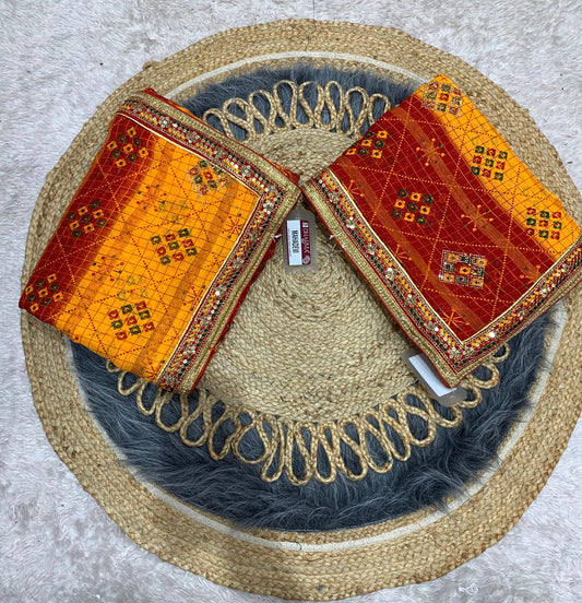BS-MAHADEVI PREMIUM BANDANI SAREE WITH BEAUTIFUL EMBOROIDERY WORK