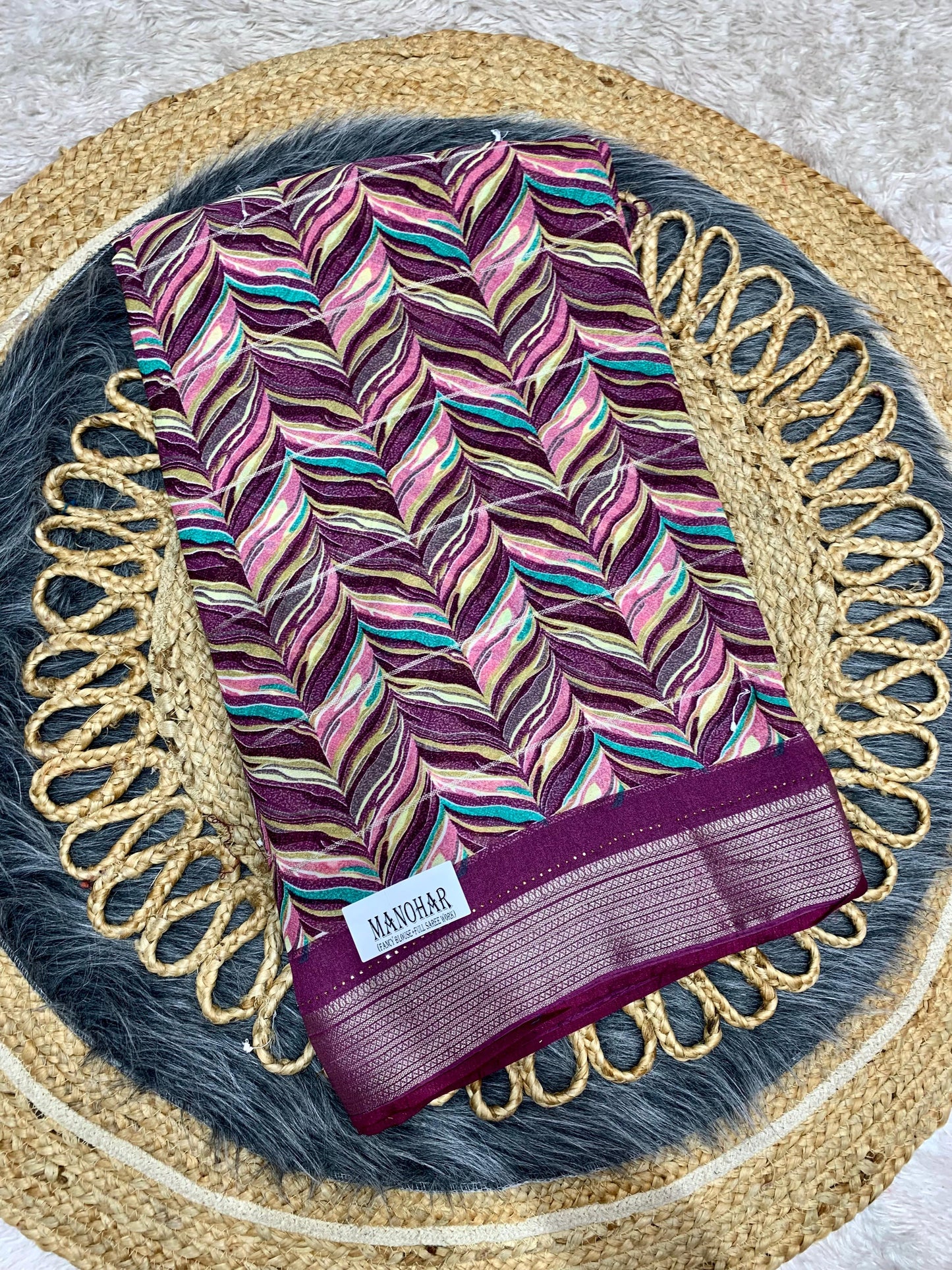 RF-MANOHAR-2 FANCY PRINTED SAREE WITH DMC WORK WITH HEAVY FIRMA BLOUSE