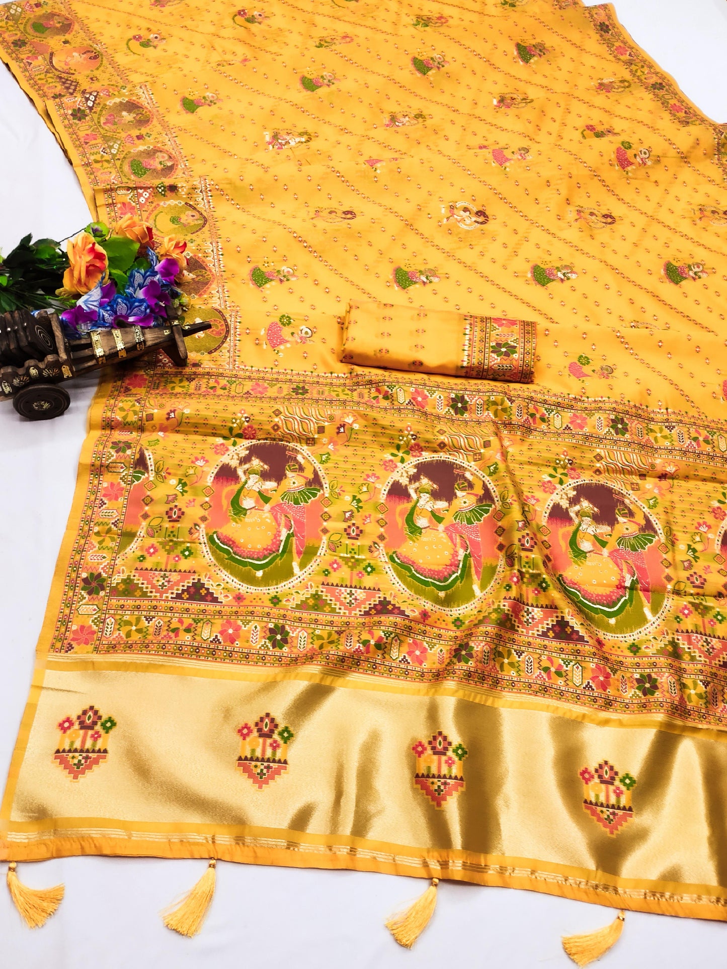 AJ-PASHMINA-3 PREMIUM LICHI PASHMINA SILK SAREE WITH BEAUTIFUL GRAND PALLU WITH JAREE PATTA AND BUTI BLOUSE