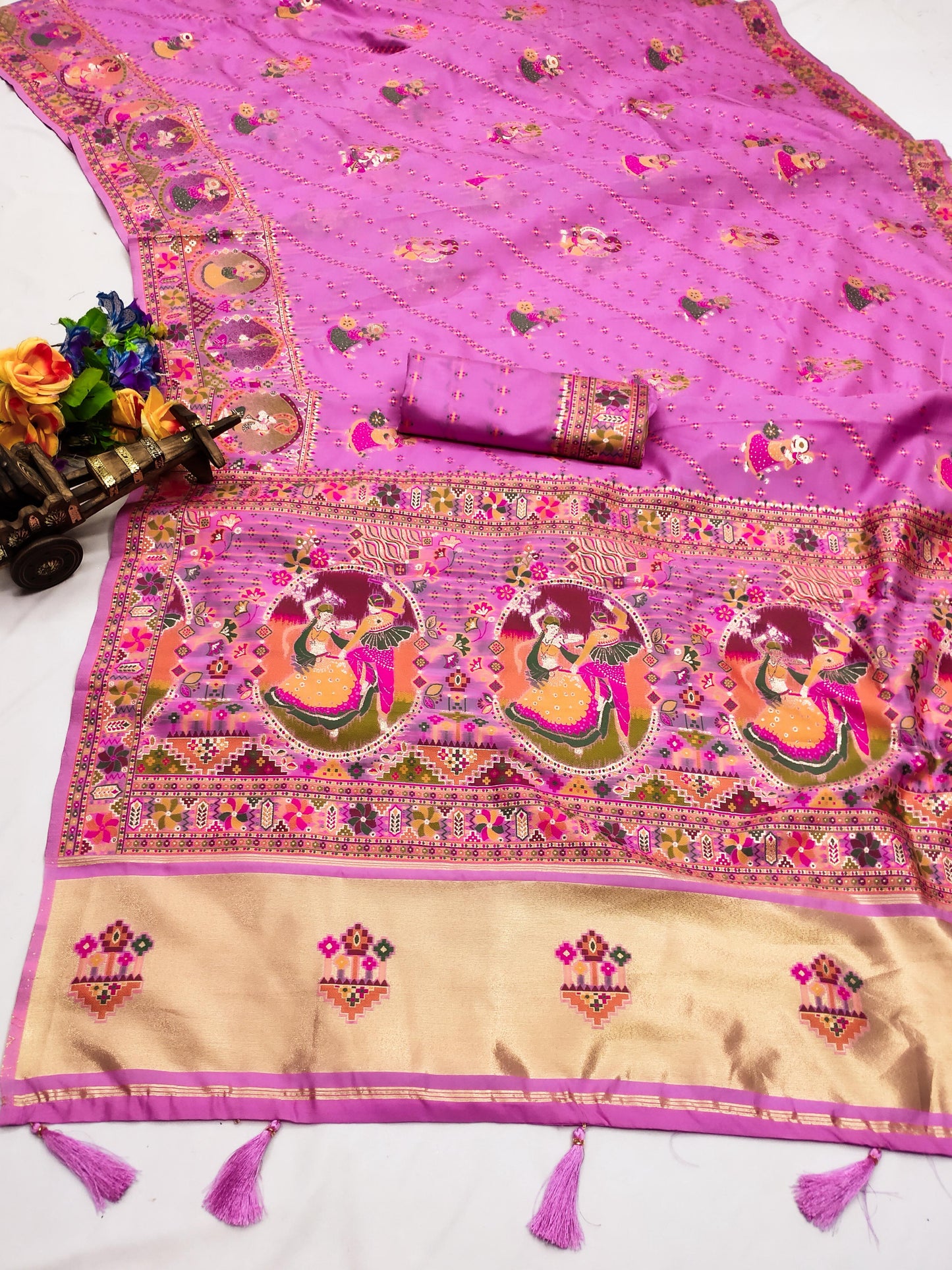 AJ-PASHMINA-3 PREMIUM LICHI PASHMINA SILK SAREE WITH BEAUTIFUL GRAND PALLU WITH JAREE PATTA AND BUTI BLOUSE