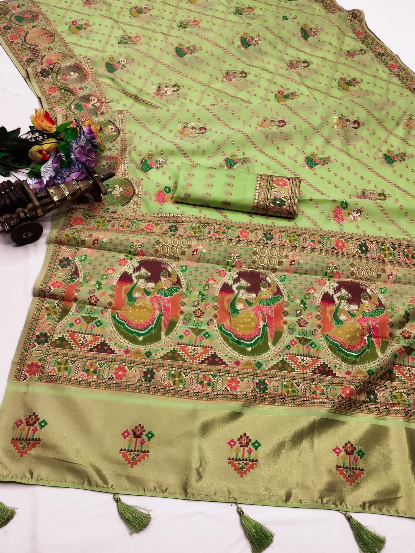 AJ-PASHMINA-3 PREMIUM LICHI PASHMINA SILK SAREE WITH BEAUTIFUL GRAND PALLU WITH JAREE PATTA AND BUTI BLOUSE