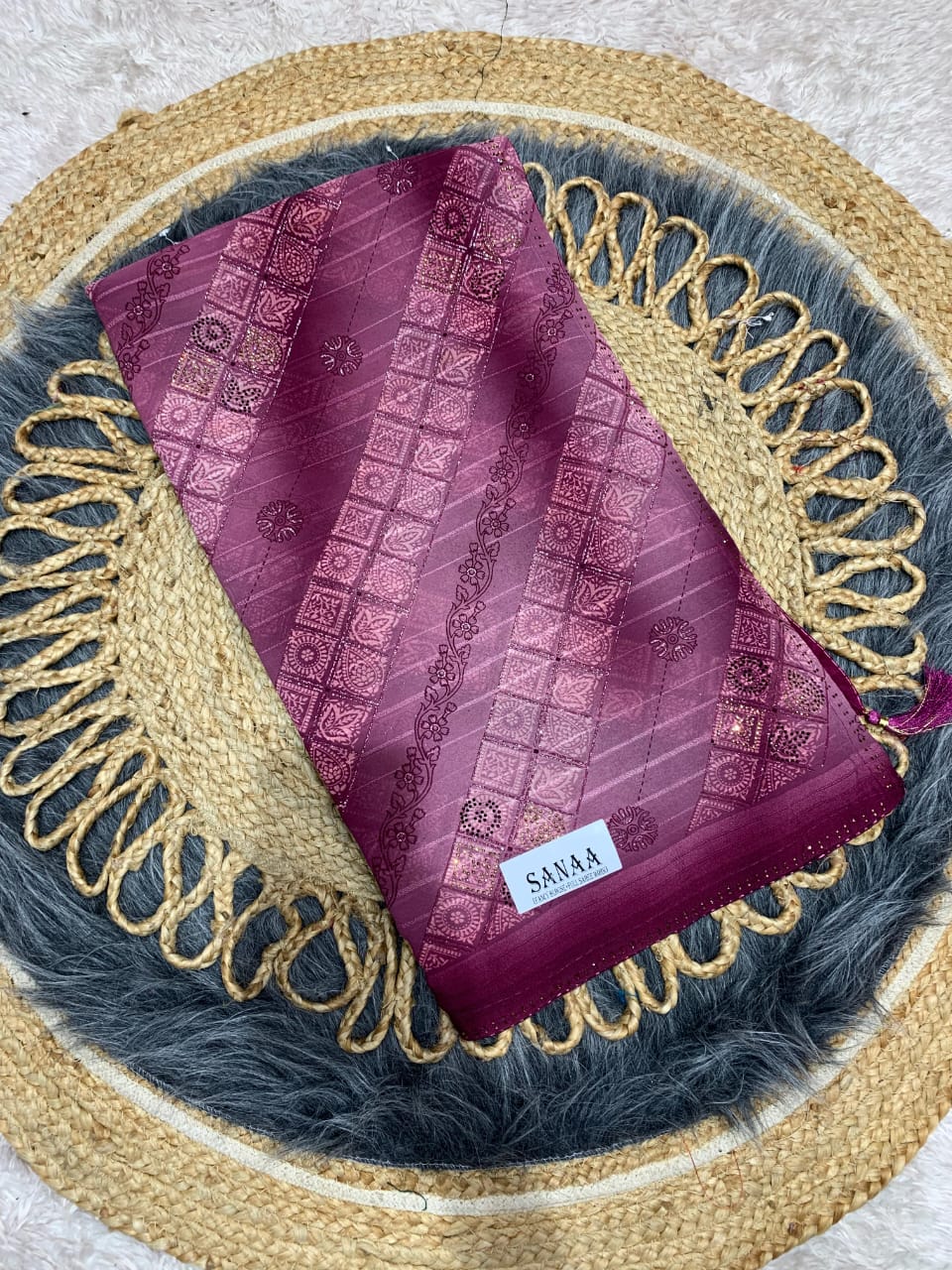 RF-SANAA FANCY PRINTED SAREE WITH DMC WORK