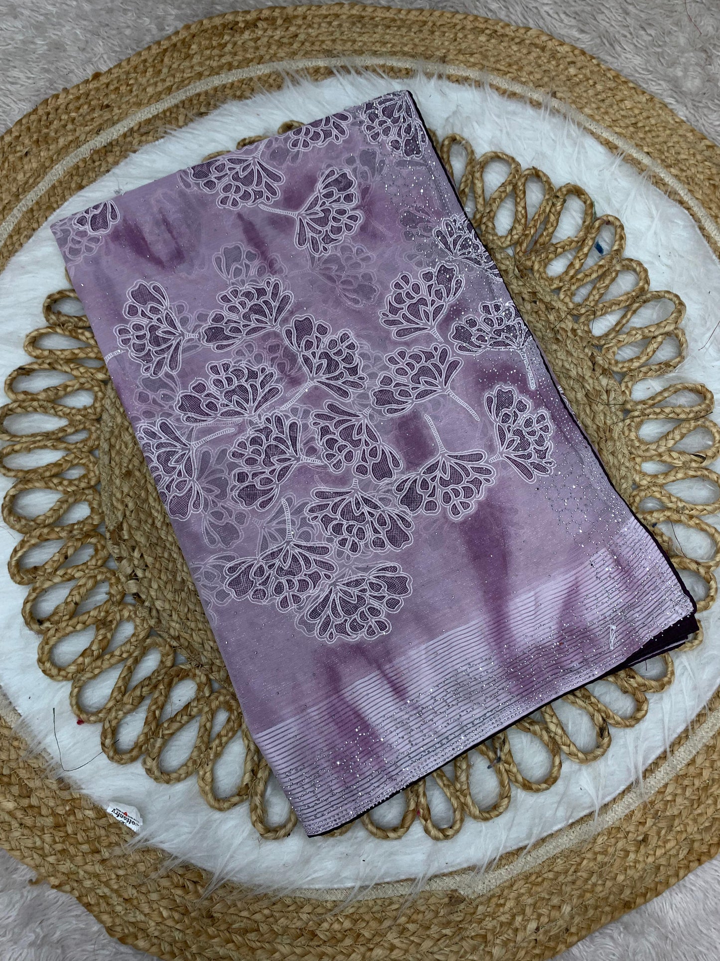 PRINT-3021 PREMIUM SIMMER PRINTED SAREE WITH INK PRINT BEAUTIFUL DESIGN WITH SIROSKI WORK AND PIPING BORDER