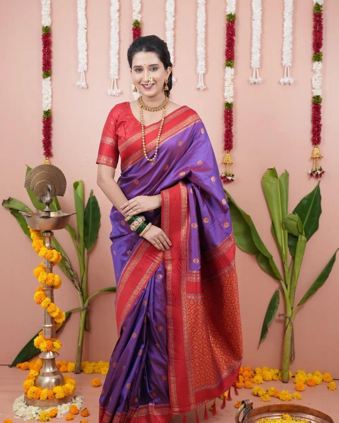 AJ-BLAST PREMIUM NAYANPETH VIRAL PAITHANI WITH BEAUTIFUL DESIGN BEST QUALITY