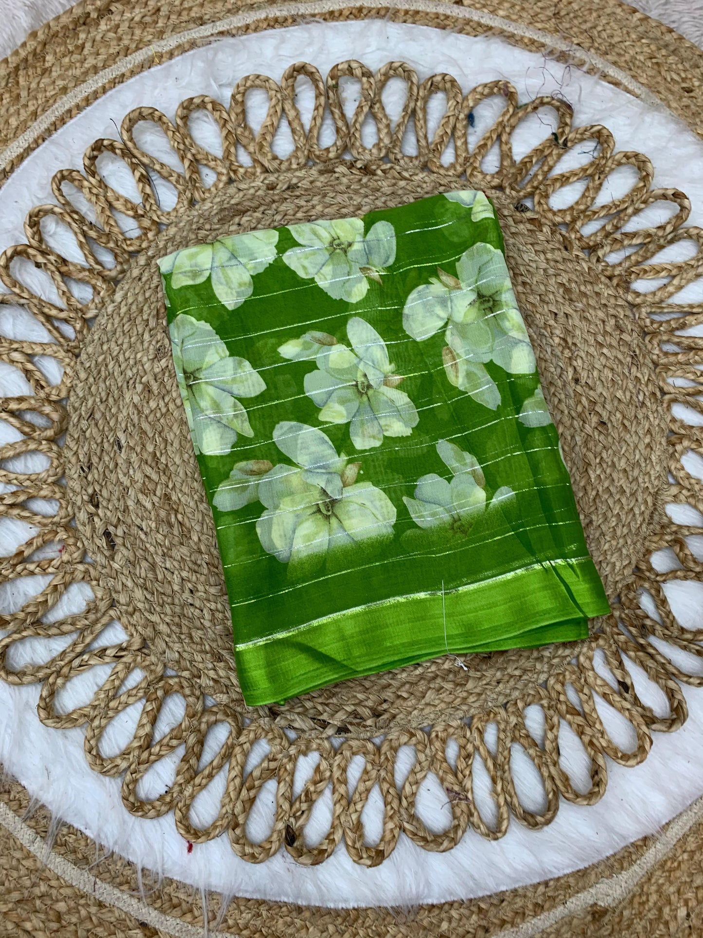 SV-8018 MOSS PUSHPA PATTA SAREE WITH BIG FLOWER PRINT