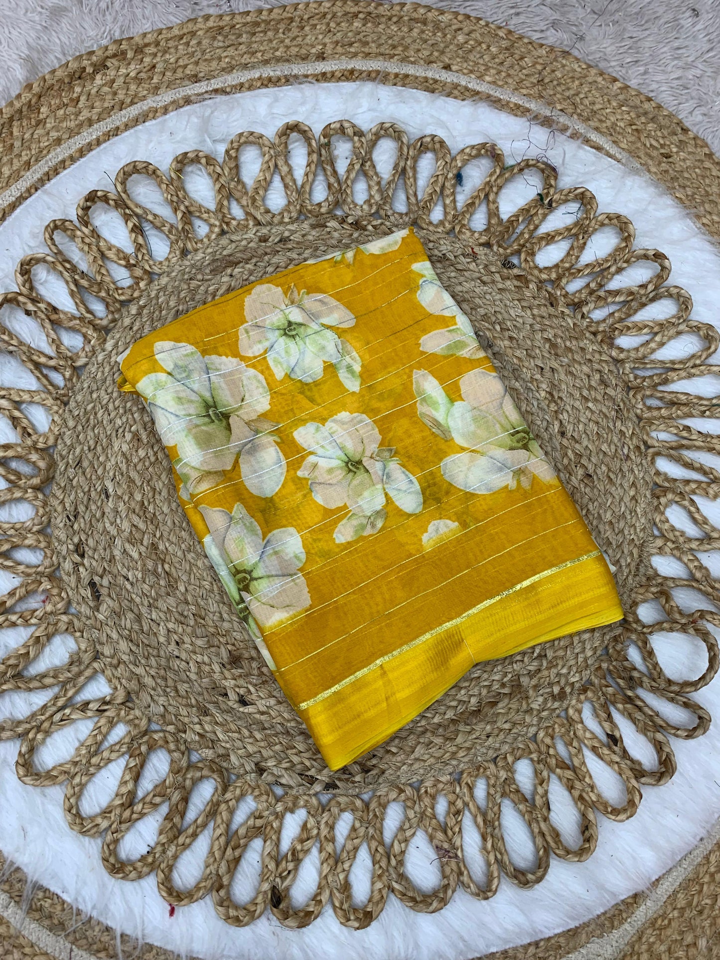 SV-8018 MOSS PUSHPA PATTA SAREE WITH BIG FLOWER PRINT