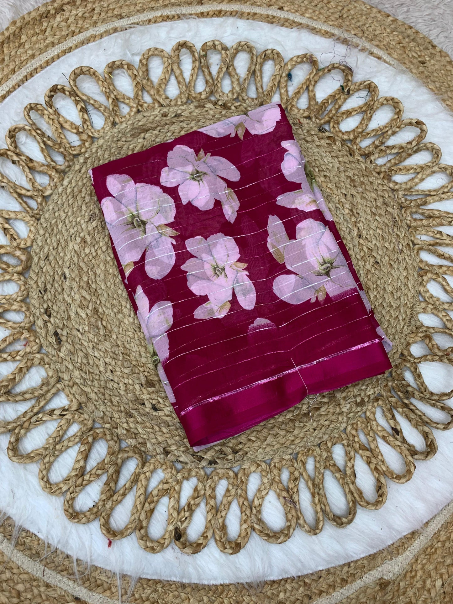 SV-8018 MOSS PUSHPA PATTA SAREE WITH BIG FLOWER PRINT
