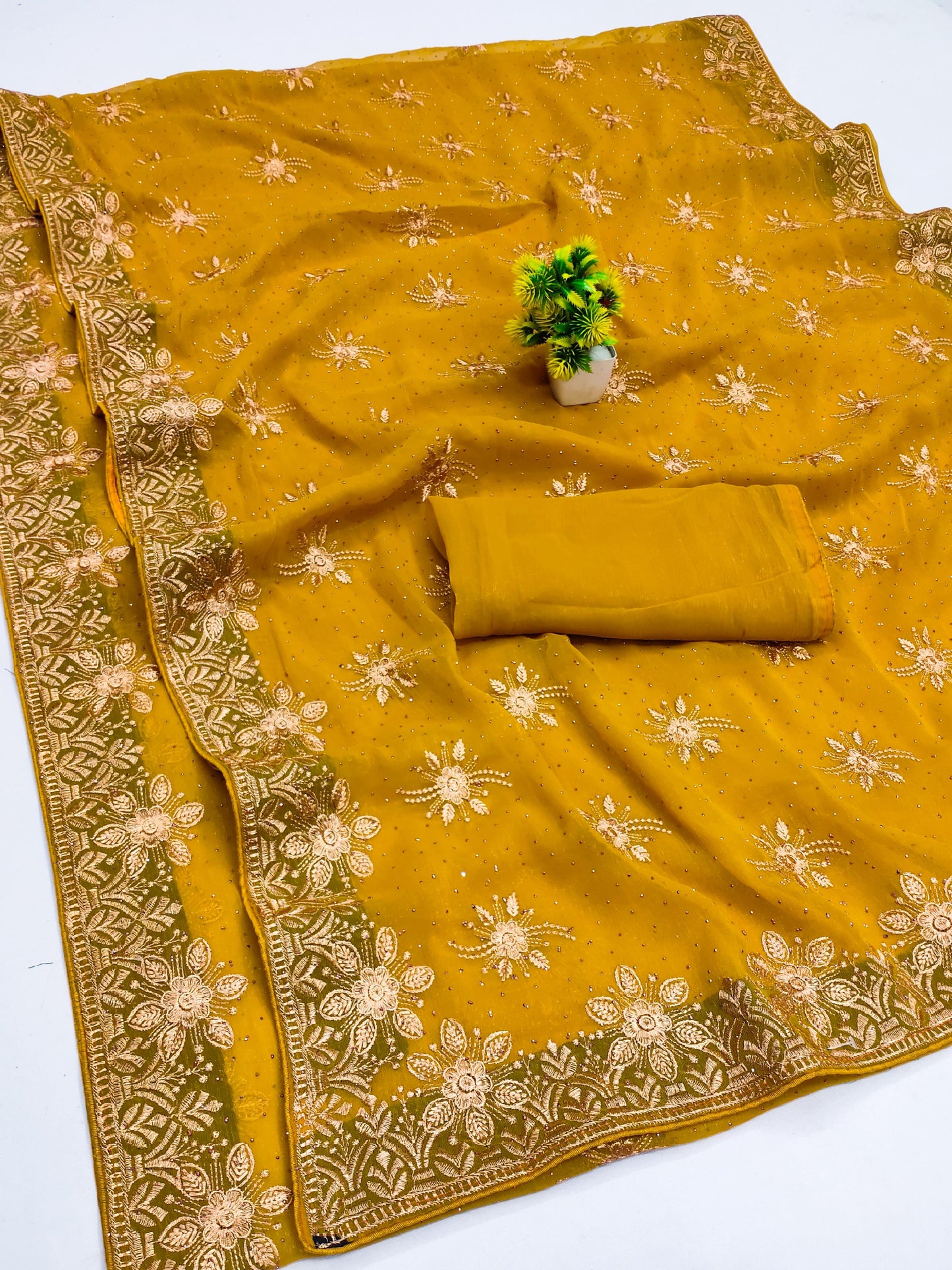 DF-DEEPA PREMIUM SIMMER SAREE WITH HEAVY EMBORIDERY WORK WITH SIROSKI