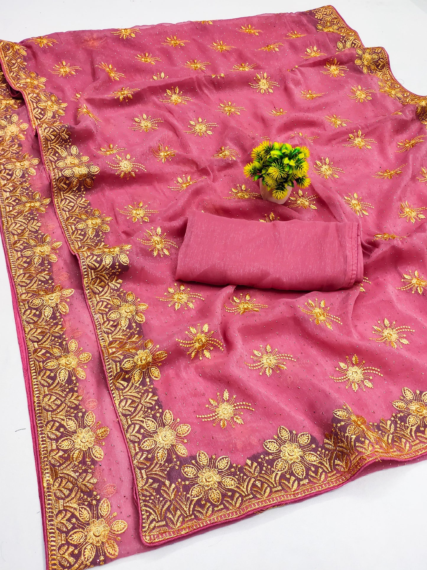 DF-DEEPA PREMIUM SIMMER SAREE WITH HEAVY EMBORIDERY WORK WITH SIROSKI