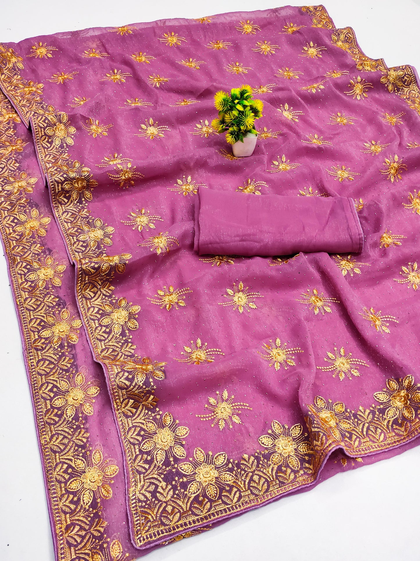 DF-DEEPA PREMIUM SIMMER SAREE WITH HEAVY EMBORIDERY WORK WITH SIROSKI
