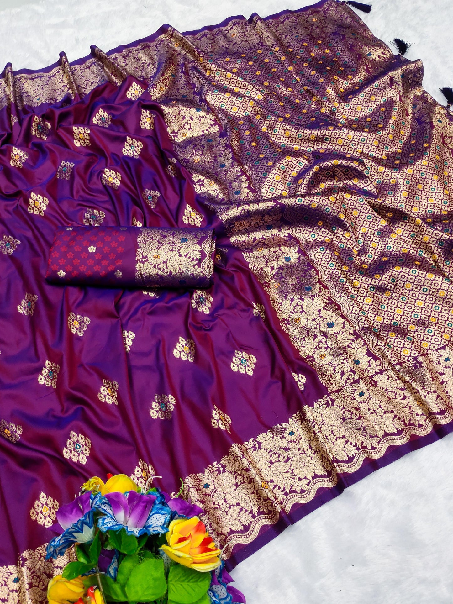AJ-MEGHA PREMIUM SOFT SILK 50/600 WITH MEENKARI DESIGN WITH BATIK DESIGN WITH BUTTI BLOUSE