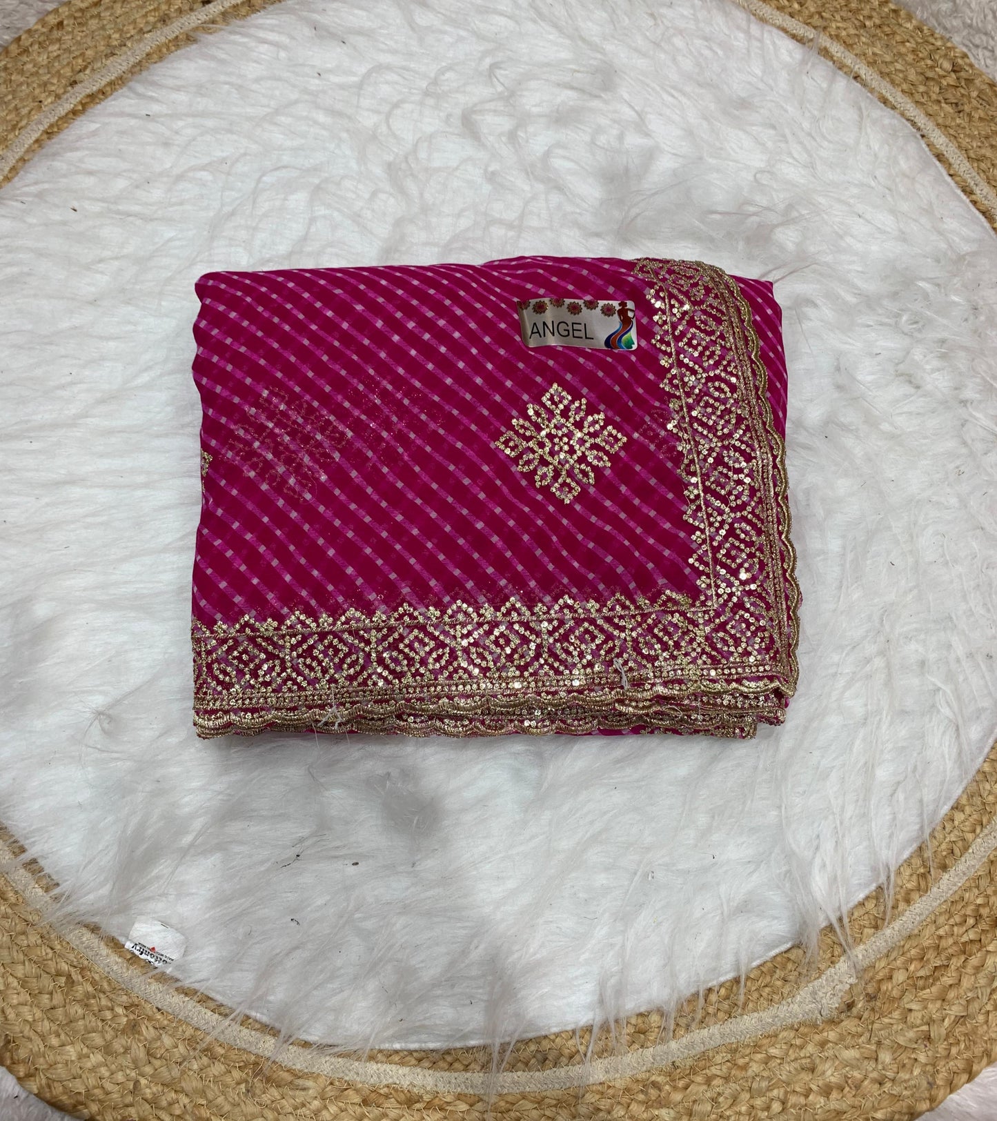 KAS-ANGEL PREMIUM BANDANI SAREE WITH BEAUTIFUL EMBORIDERY WORK WITH PRINT