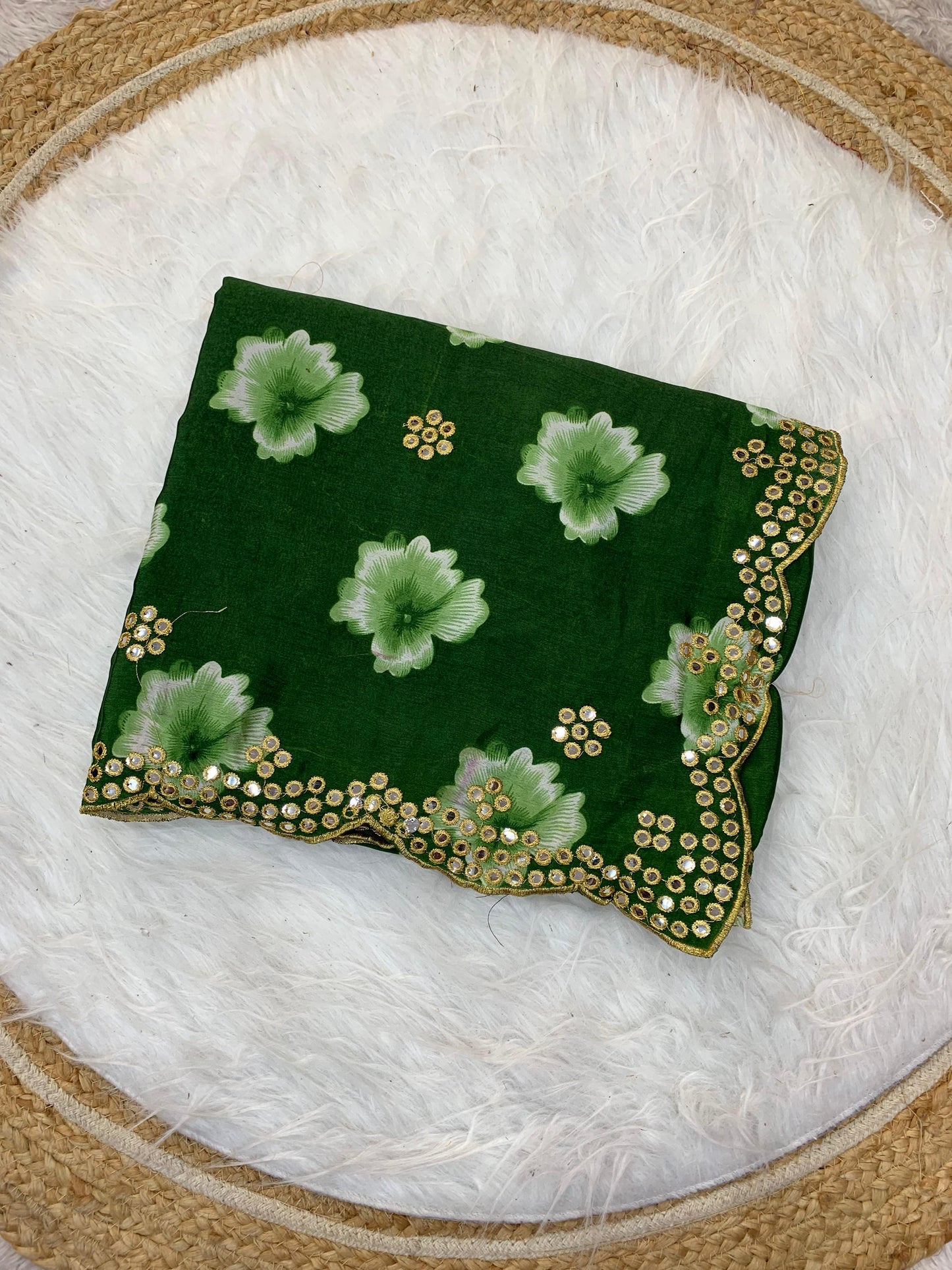 DF-BELLFLOWER HEAVY PRITNED BIG FLOWER SAREE WITH BEAUTIFUL MIRROR BORDER WITH CUTWORK VIRAL SAREE