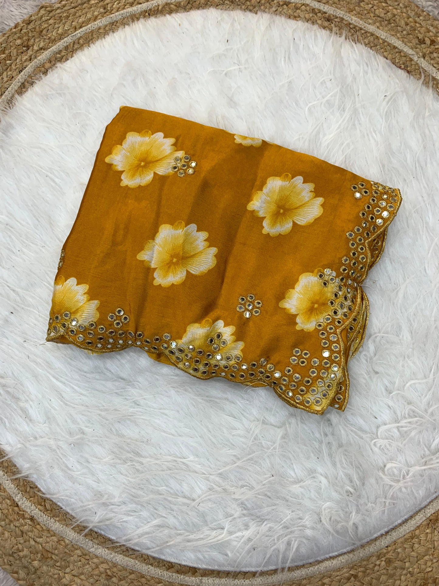 DF-BELLFLOWER HEAVY PRITNED BIG FLOWER SAREE WITH BEAUTIFUL MIRROR BORDER WITH CUTWORK VIRAL SAREE