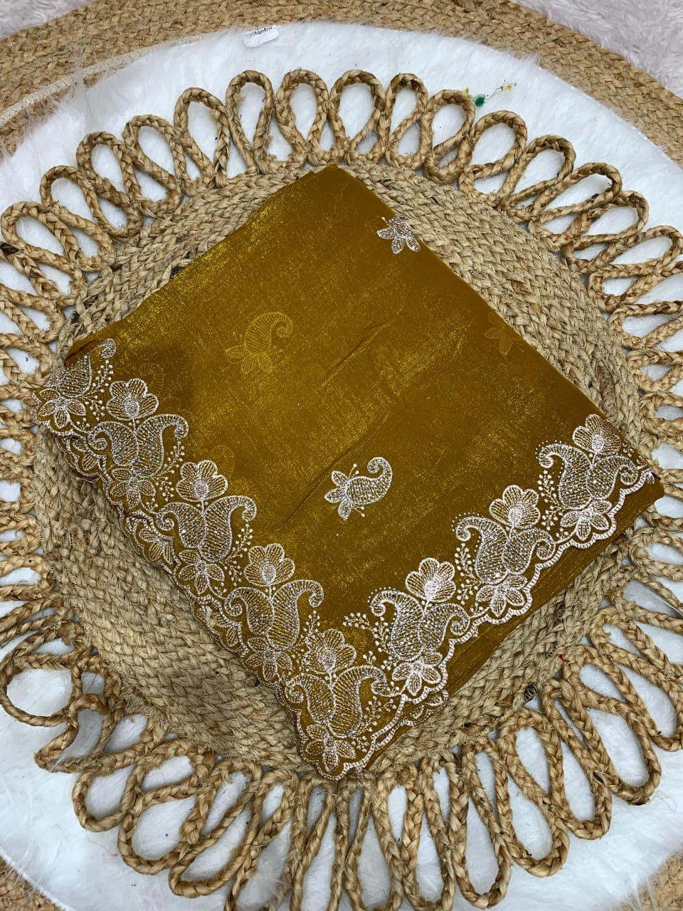 KAS-SITARAM FANCY CRUNCHY SAREE WITH BEAUTIFUL SILVER EMBRODIERY WORK WITH BHUTA