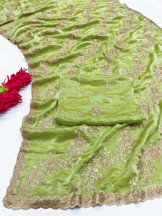 DF-DOLLY-D FENDI CRUSH SAREE BEATUFIUL LAHERIA PATTERN WITH BEUTIFUL BORDER WITH SIROSKI