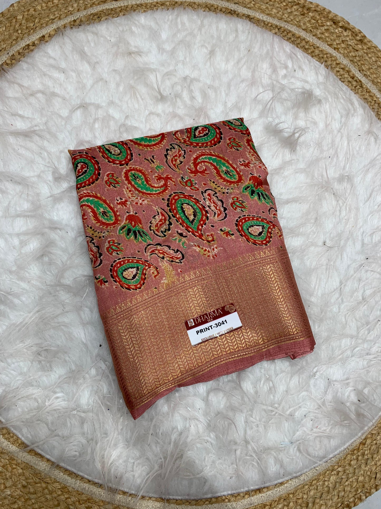 PRINT-3041 HEAVY DOLA RIKO SAREE WITH BEAUTIFUL PADDING PRINT WITH FULL 6.30 MTR CUT