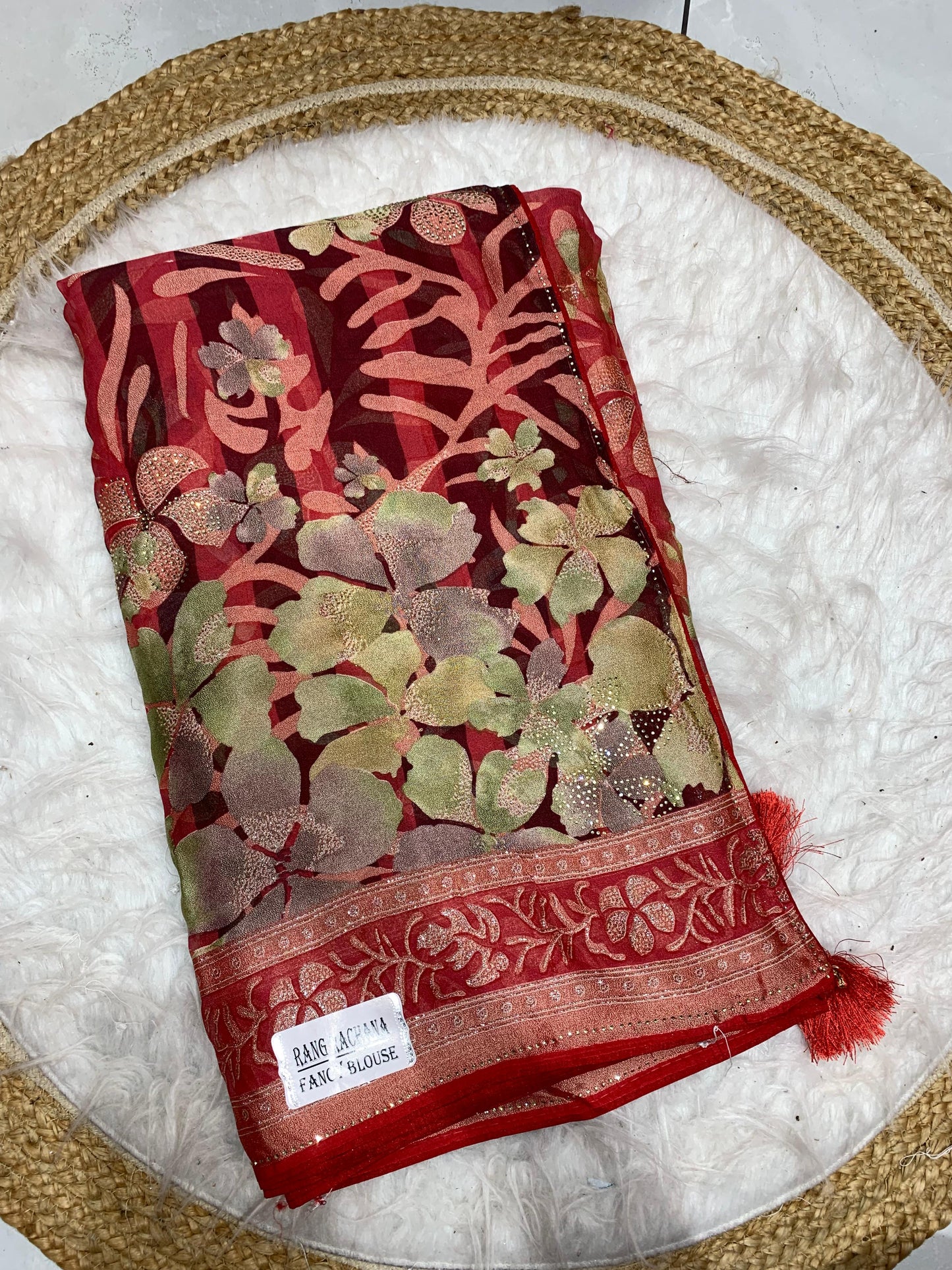 RF-RANG-RACHNA-4 FANCY PRINTED SAREE WITH DMC WORK WITH HEAVY FIRMA BLOUSE