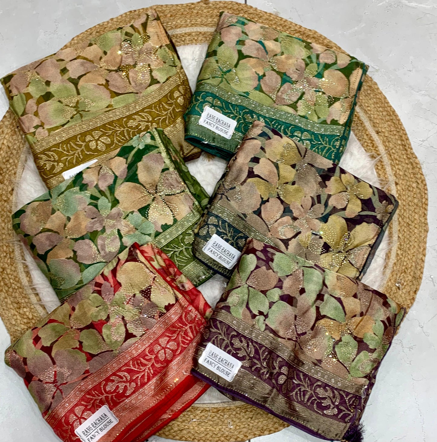 RF-RANG-RACHNA-4 FANCY PRINTED SAREE WITH DMC WORK WITH HEAVY FIRMA BLOUSE