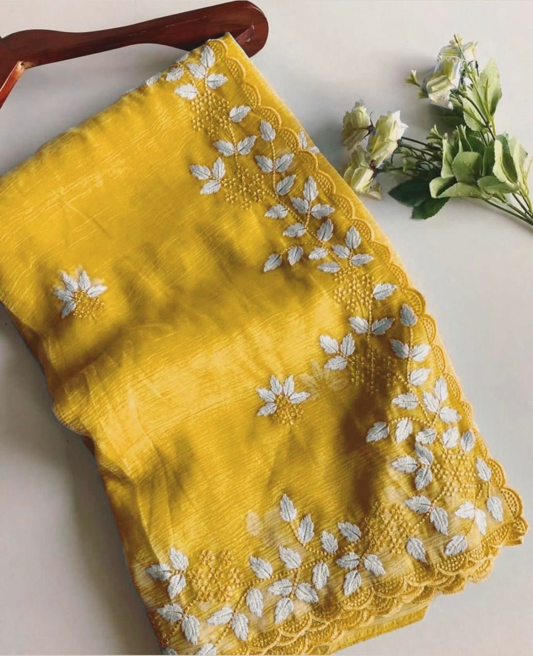 NN-2030 CRUNCHY SILK WITH BEAUTIFUL EMBORIDERY C-PALLU WORK WITH THREAD WORK