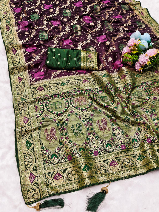 AJ-PURE-PEACOCK PURE SATIN DYEBLE SAREE WITH BEAUTIFUL RICH PALLU WITH JARKAN WORK ALL OVER WITH PIPING BORDER AND HEAVY LATKAN