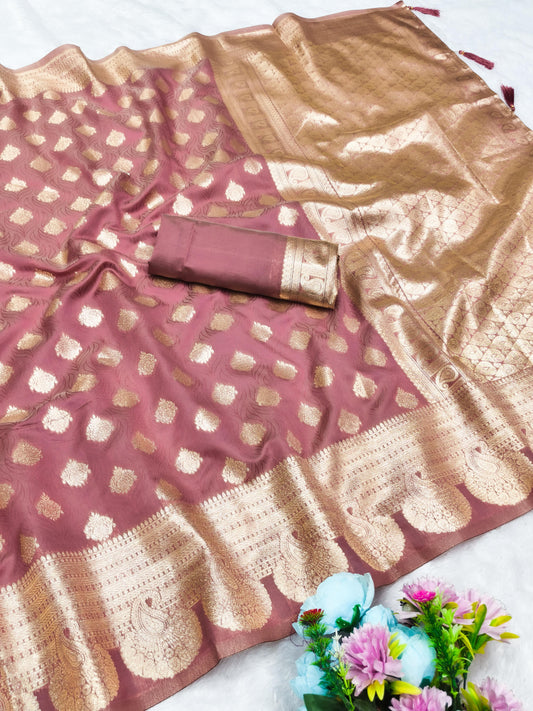 AJ-maharani KOTA SILK SAREE WITH BEAUTIFUL DUSTY MATCHING WITH BANARASI JAREE WITH TASSELS