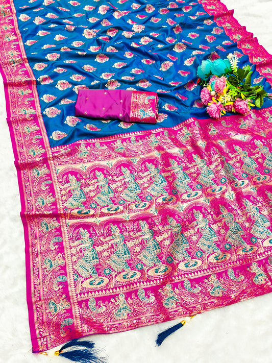 BS-GHARANA-2 SOFT SILK SAREE WITH GRAND PALLU WITH DMC SIROSKI WITH HEAVY BLOUSE