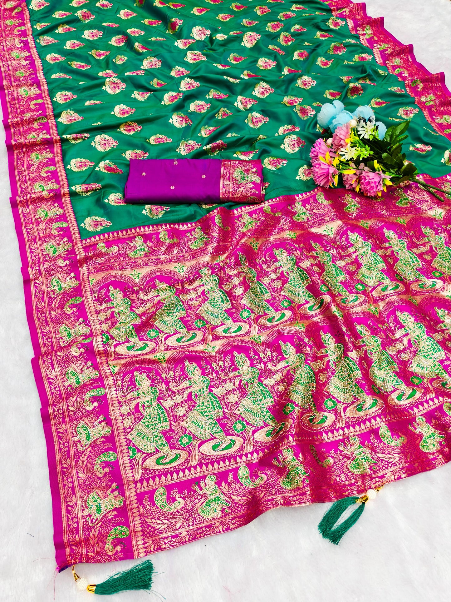 BS-GHARANA-2 SOFT SILK SAREE WITH GRAND PALLU WITH DMC SIROSKI WITH HEAVY BLOUSE