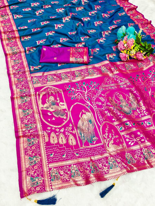 BS-GHARANA SOFT SILK SAREE WITH GRAND PALLU WITH DMC SIROKSI WITH BEAUTIFUL BALUSHREE DESIGN WITH BANARASI JAREE