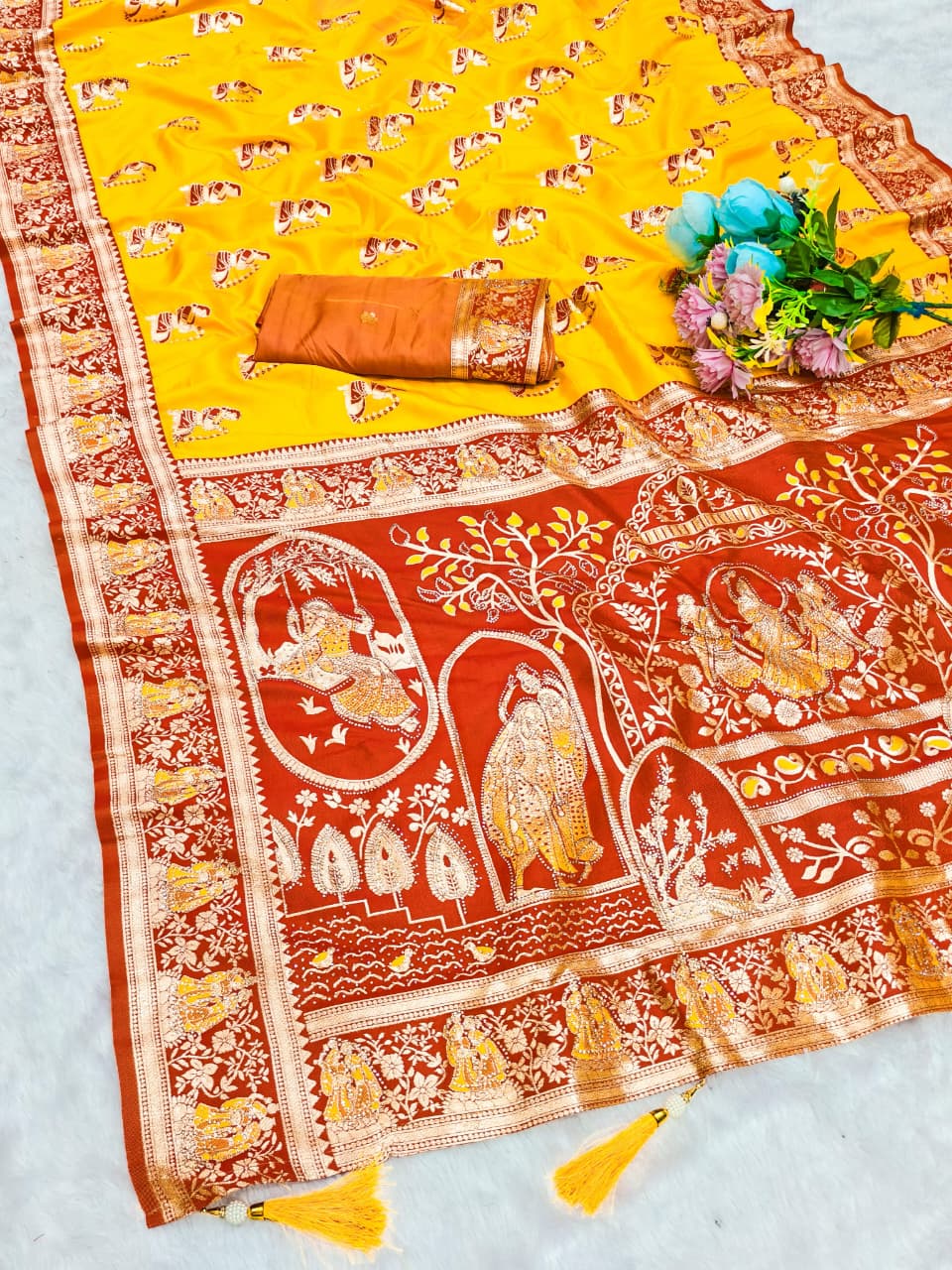 BS-GHARANA SOFT SILK SAREE WITH GRAND PALLU WITH DMC SIROKSI WITH BEAUTIFUL BALUSHREE DESIGN WITH BANARASI JAREE