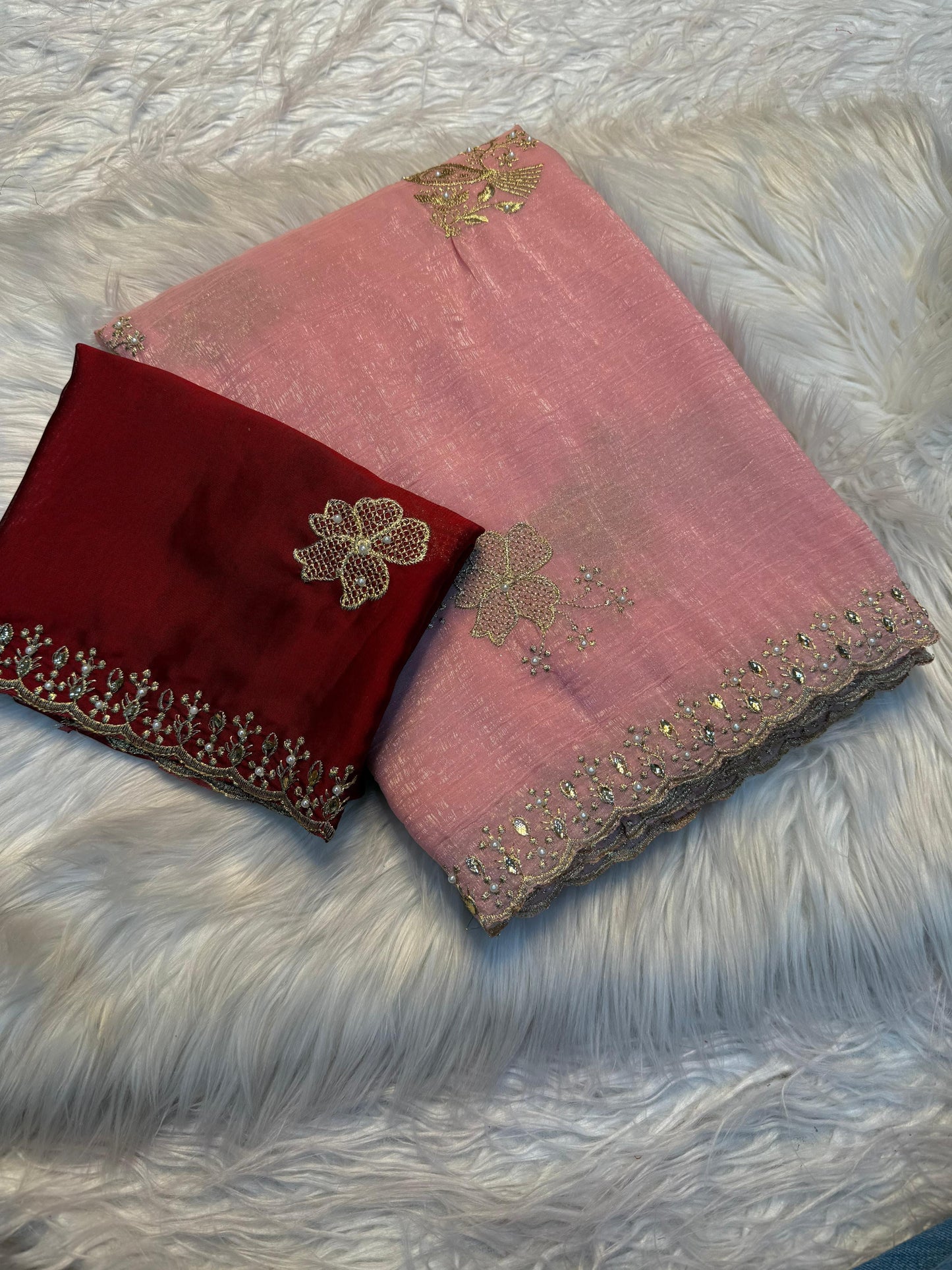 NN-2045 CRUNCHY silk with beautiful embroidery C-pallu work with full of elegance and moti work allover saree with Rangoli silk with blooming colours with heavy embroidary blouse
