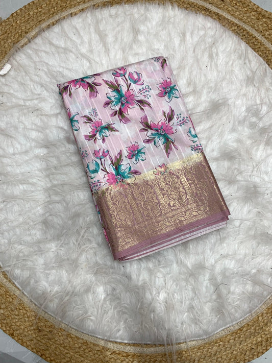 DP-4007 SWISS SILK WITH BEAUTIFUL DIGITAL PRINT WITH BEAUTIFUL PRITNS 6.30 MTR CUT JACKQUARD PATTA