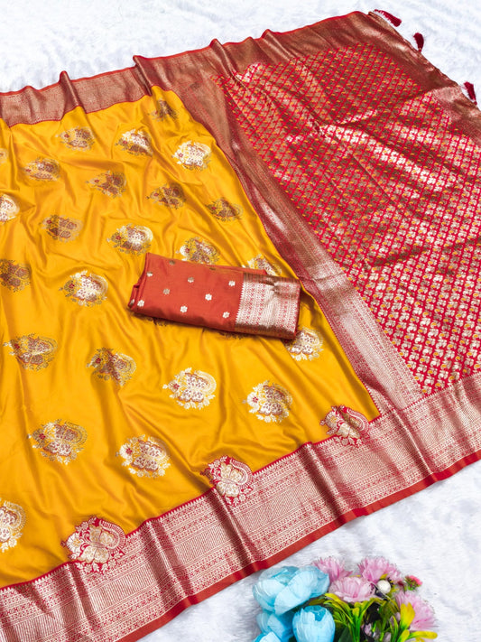 AJ-BUTTERFLY SOFT SILK SAREE WITH CONTRAST PALLU AND BORDER WITH BEAUTIFUL BUTTERFLY 🦋 DESIGN WITH BUTTI CONTRAST BLOUSE