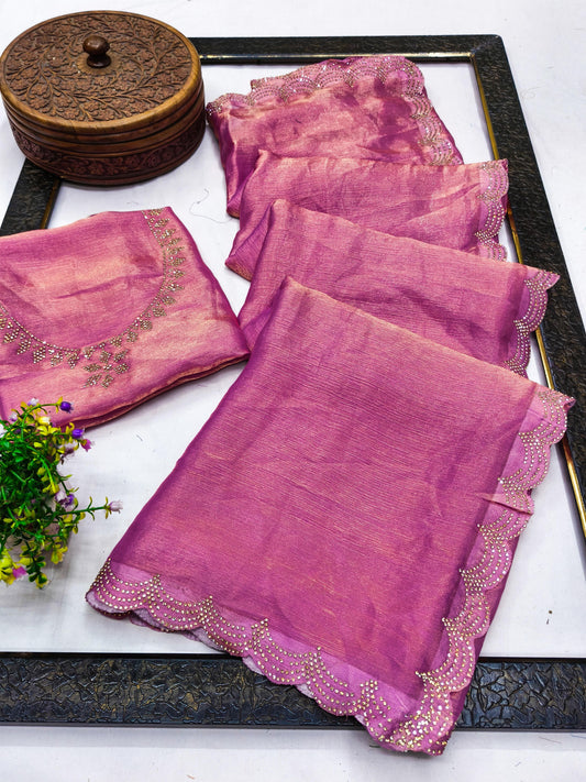 DF-PRASHANTI FENDI SAREE WITH JARKAN WORK WITH CUTBORDER WITH HEAVY BLOUSE