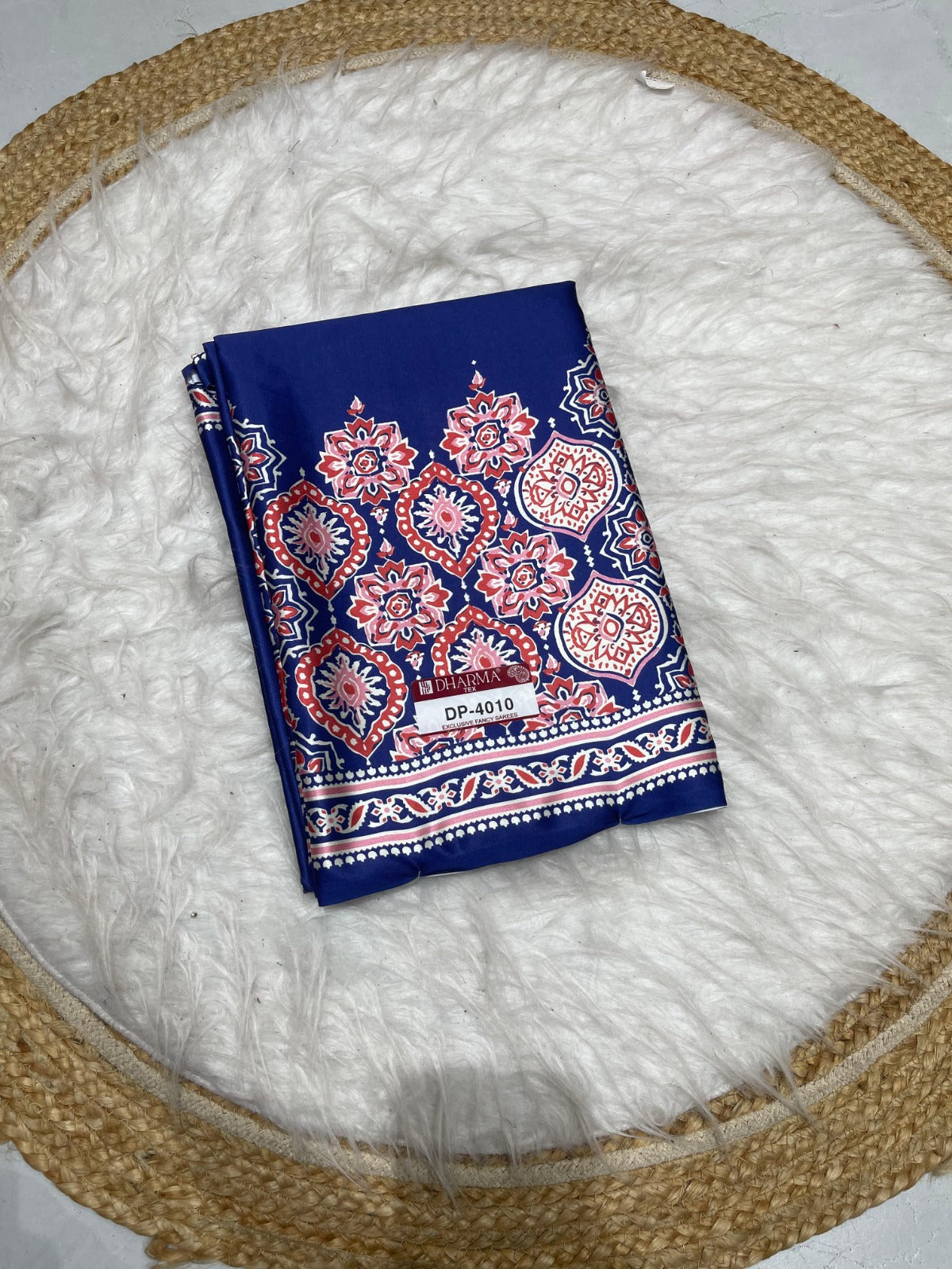 DP-4010 JAPAN SATIN SAREE WITH VIRAL AJRAK PRINT WITH ALL OVER 6.30 MTR CUT