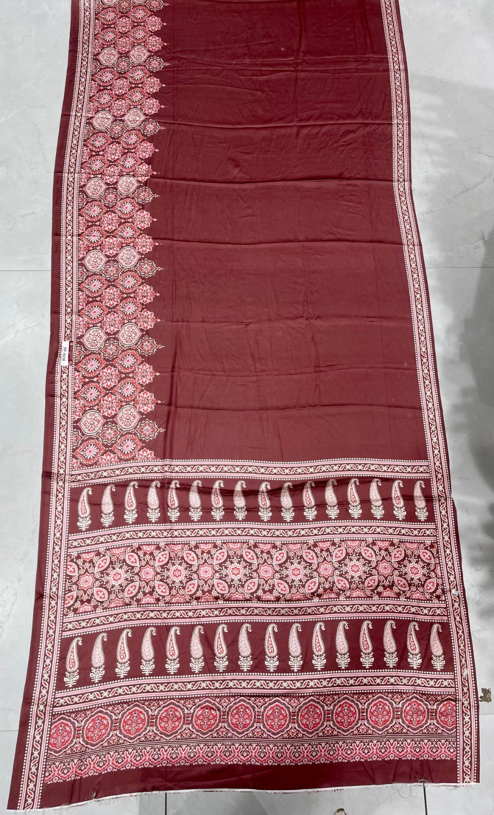 DP-4010 JAPAN SATIN SAREE WITH VIRAL AJRAK PRINT WITH ALL OVER 6.30 MTR CUT