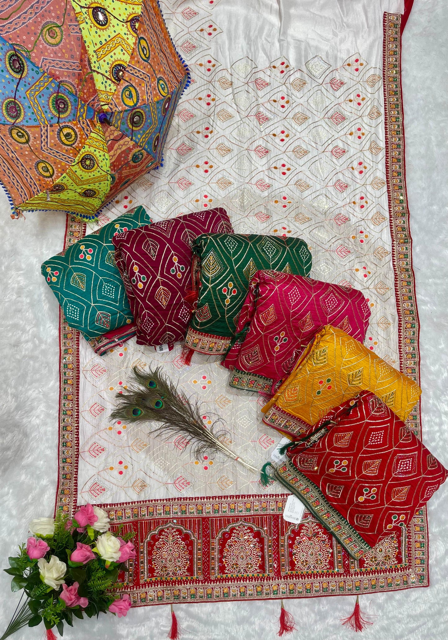 BS-NANHI-PARI HEAVY VICHITRA SAREE WITH HEAVY EMBROIDERY WORK WITH DMC SIROSKI WITH CONTRAST PALLU
