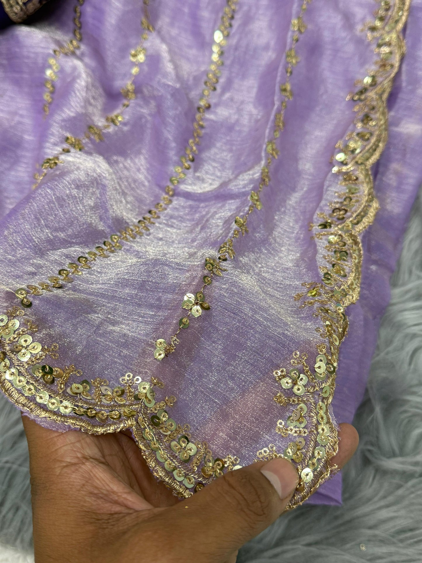 NN-2052 Pure Fandy Sattin Silk With Beautiful Sequence embroidery work with Cut  work border with Paired With Fandy Sattin Heavily Worked Fancy Blouse