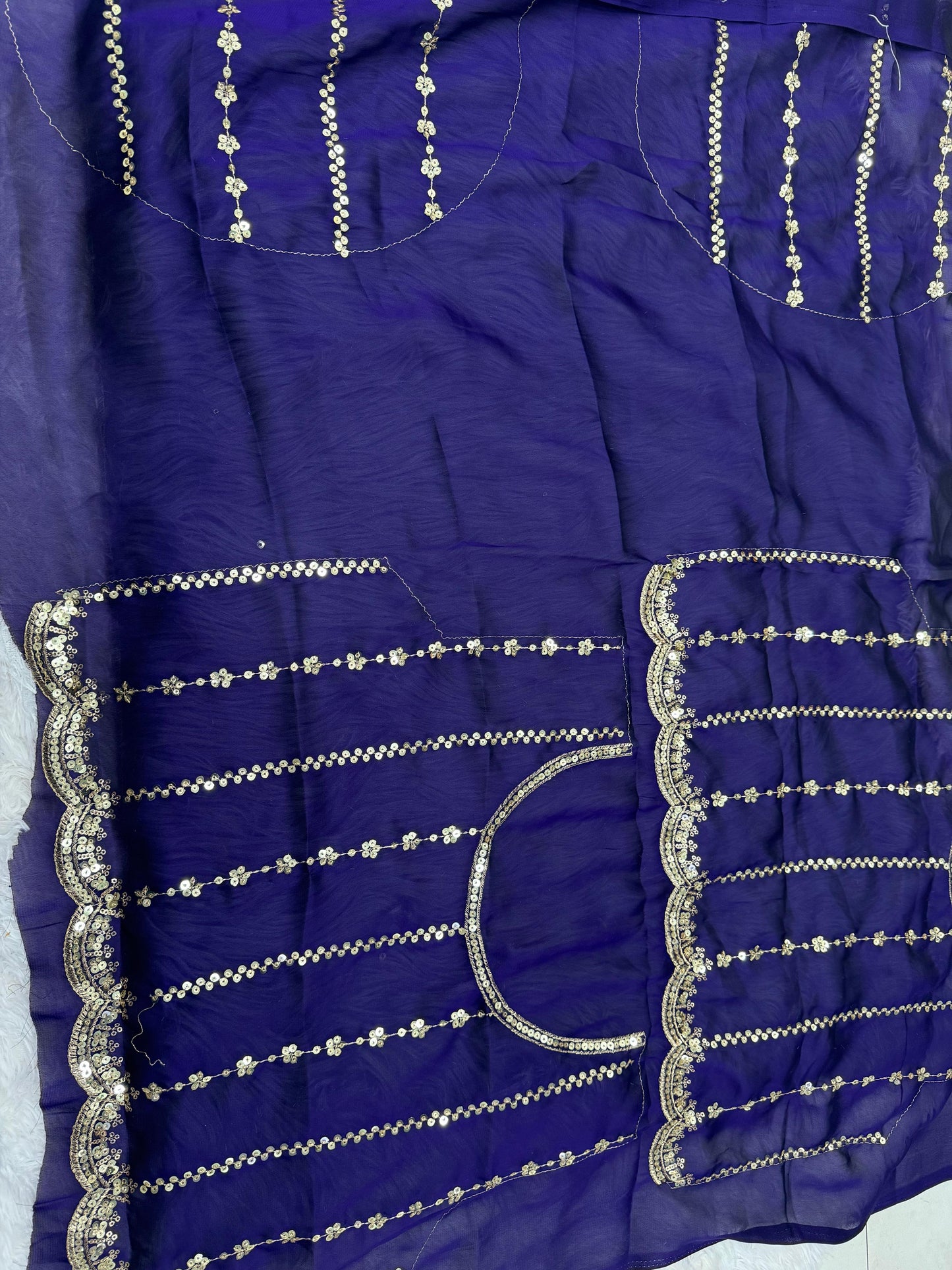 NN-2052 Pure Fandy Sattin Silk With Beautiful Sequence embroidery work with Cut  work border with Paired With Fandy Sattin Heavily Worked Fancy Blouse