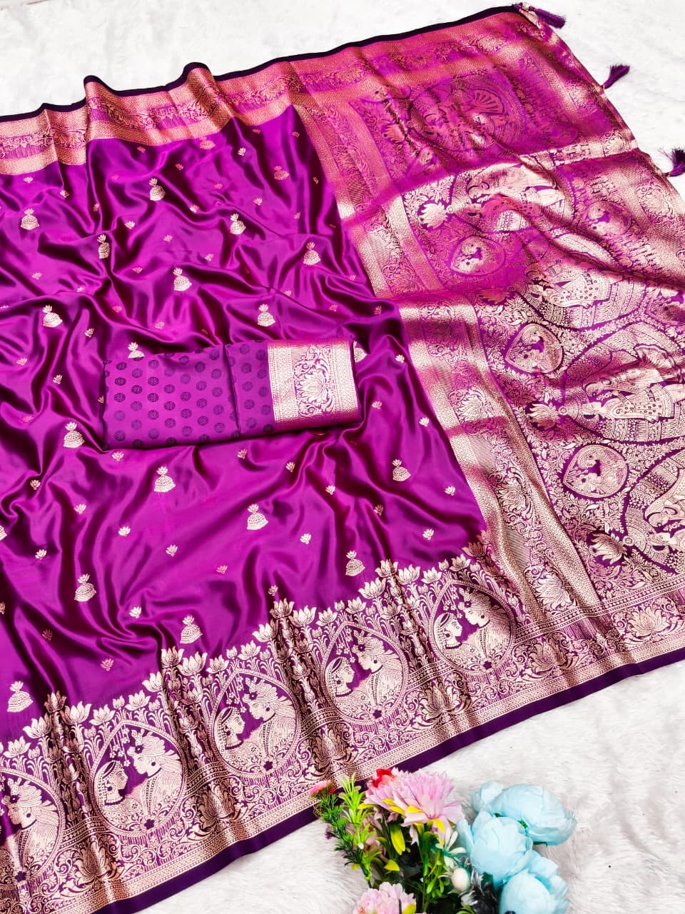 AJ-SAAT-PHERE SATIN SILK SAREE WITH RICH PALLU AND PATLI WORK SPECIAL FESTIVE SEASON DESIGN