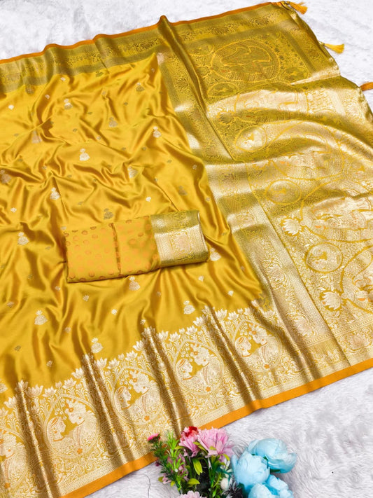 AJ-SAAT-PHERE SATIN SILK SAREE WITH RICH PALLU AND PATLI WORK SPECIAL FESTIVE SEASON DESIGN