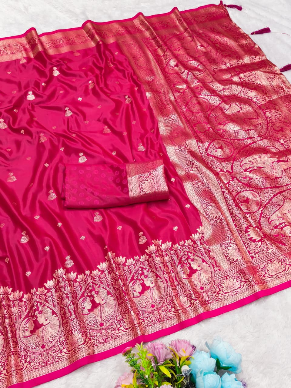 AJ-SAAT-PHERE SATIN SILK SAREE WITH RICH PALLU AND PATLI WORK SPECIAL FESTIVE SEASON DESIGN