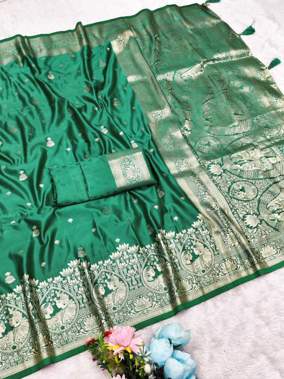 AJ-SAAT-PHERE SATIN SILK SAREE WITH RICH PALLU AND PATLI WORK SPECIAL FESTIVE SEASON DESIGN