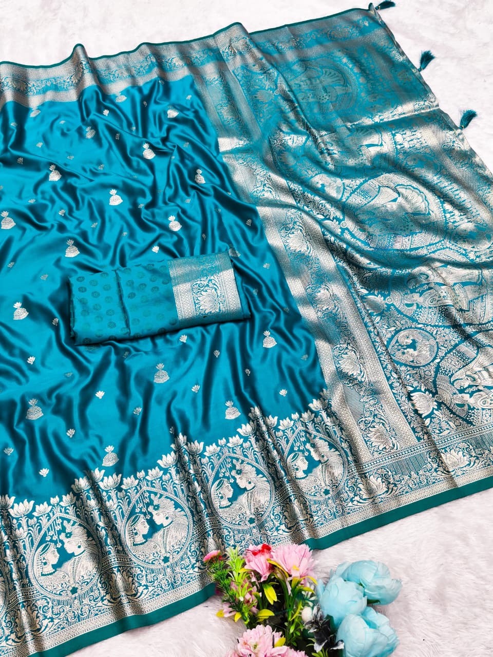AJ-SAAT-PHERE SATIN SILK SAREE WITH RICH PALLU AND PATLI WORK SPECIAL FESTIVE SEASON DESIGN