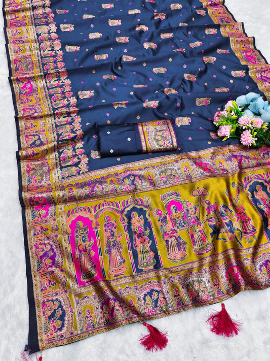 AJ-POSITION RAJPUT KOTA LITCHI SILK SAREE WITH POSITION STYLE WEAVING DESIGN WITH RICH PALLU AND PATLI WORK