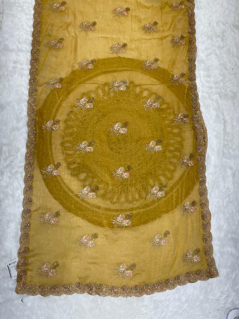 DF-AEESHA FENDI SILK SAREE WITH BEAUTIFUL EMBROIDERY WORK THREAD WORK WITH SIROSKI WORK