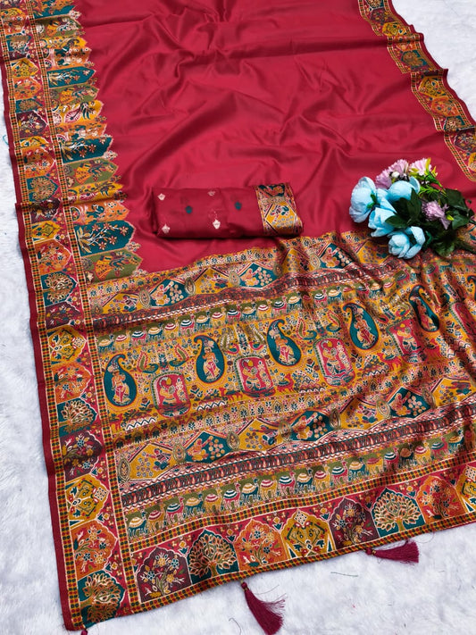 AJ-POSITION PALACE KOTA LITCHI SILK SAREE WITH POSITION STYLE WEAVING DESIGN WITH RICH PALLU AND PATLI WORK